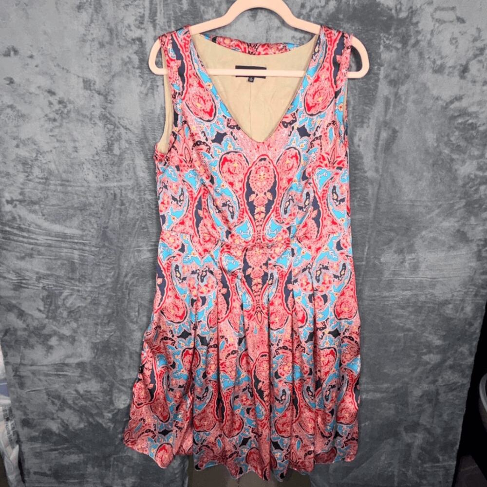 Jones New York Collection Womens Dress‎ 14 Multicolor Paisley Sleeveless V-Neck